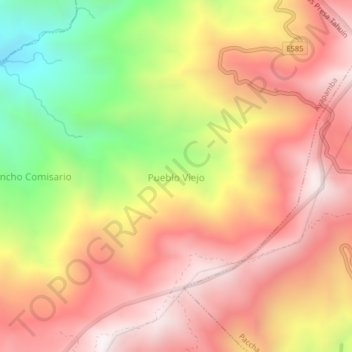 Pueblo Viejo topographic map, elevation, terrain