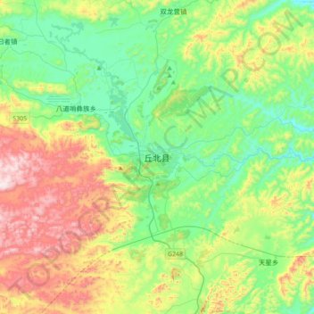 丘北县 topographic map, elevation, terrain