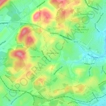 Wooded Acres topographic map, elevation, terrain