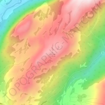 Leirhøe topographic map, elevation, terrain
