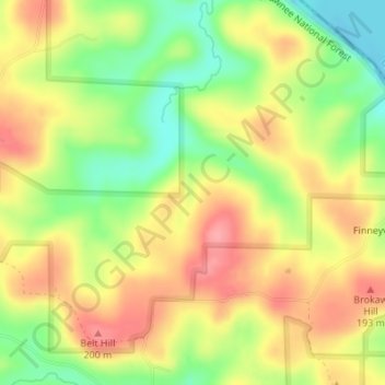 Panther Falls topographic map, elevation, terrain