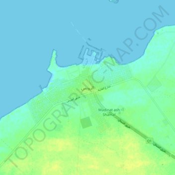 Al Ruwais topographic map, elevation, terrain