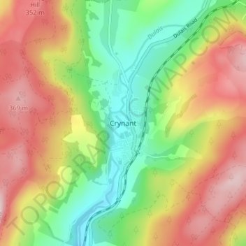 Crynant topographic map, elevation, terrain