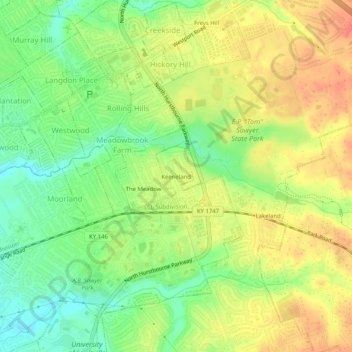 Keeneland topographic map, elevation, terrain