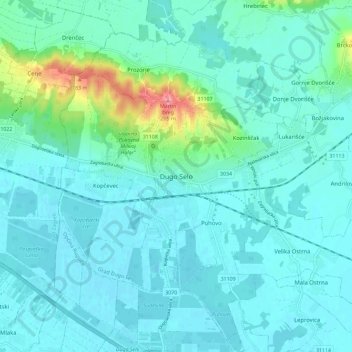 Dugo Selo topographic map, elevation, terrain