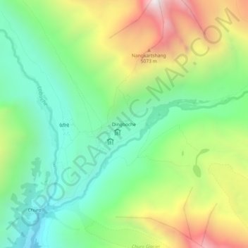Dingboche topographic map, elevation, terrain