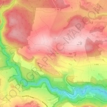 Göschweiler topographic map, elevation, terrain