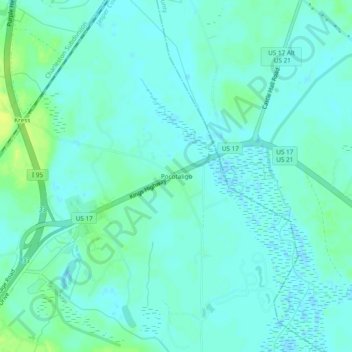 Pocotaligo topographic map, elevation, terrain