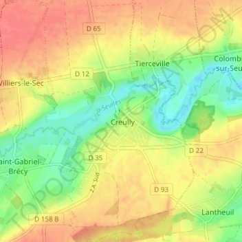 Creully topographic map, elevation, terrain