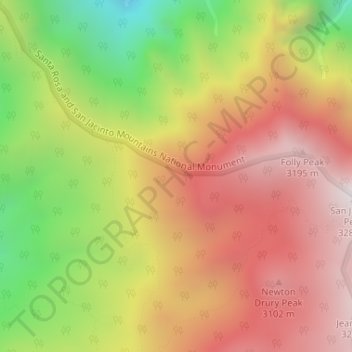 San Jacinto Mountains topographic map, elevation, terrain