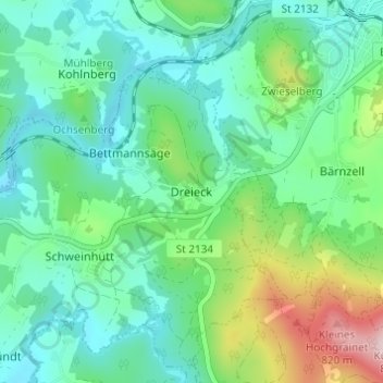 Dreieck topographic map, elevation, terrain