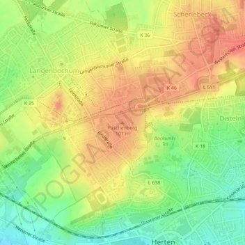 Paschenberg topographic map, elevation, terrain