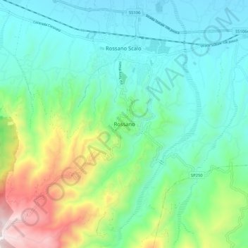 Rossano topographic map, elevation, terrain