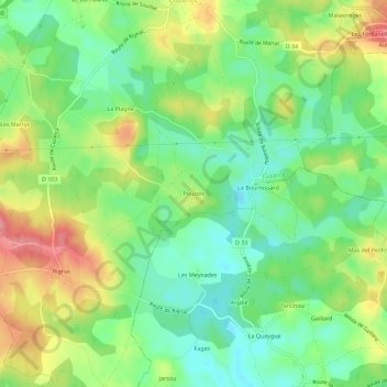 Pouzols topographic map, elevation, terrain