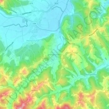 Unterfahrenbach topographic map, elevation, terrain