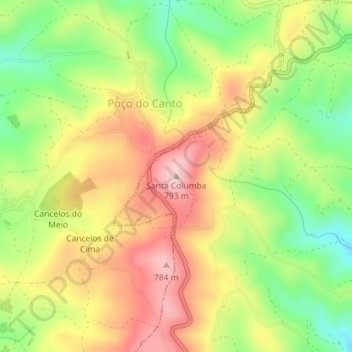 Santa Columba topographic map, elevation, terrain