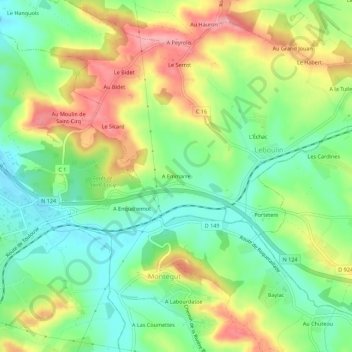 A Emmarre topographic map, elevation, terrain