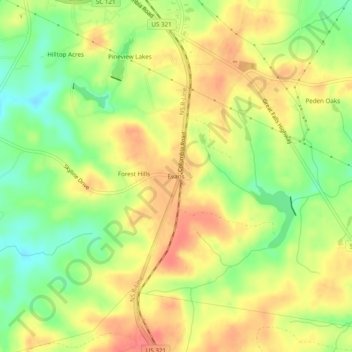 Evans topographic map, elevation, terrain