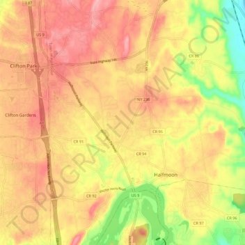 Halfmoon topographic map, elevation, terrain