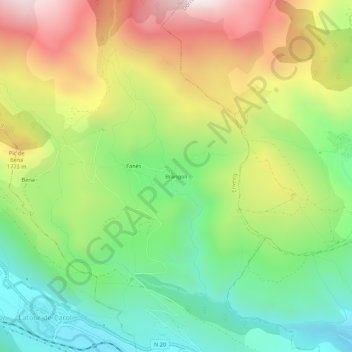Brangoly topographic map, elevation, terrain