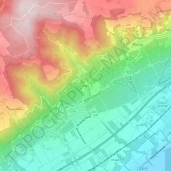 Vincy topographic map, elevation, terrain