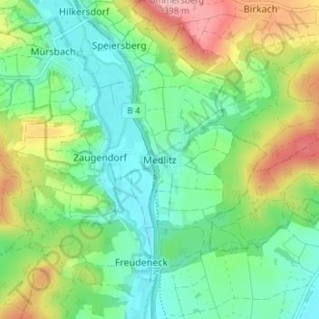 Medlitz topographic map, elevation, terrain