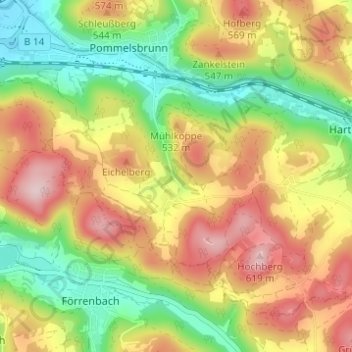 Althaus topographic map, elevation, terrain