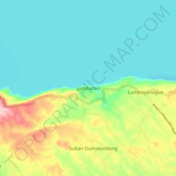 Lumbatan topographic map, elevation, terrain