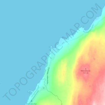 Bakkafjörður topographic map, elevation, terrain