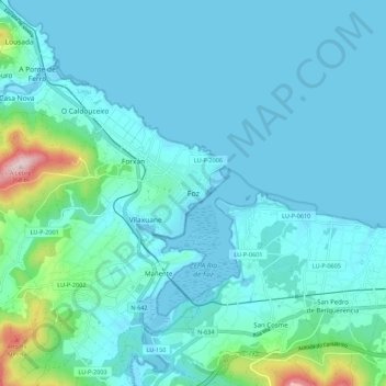 Foz topographic map, elevation, terrain