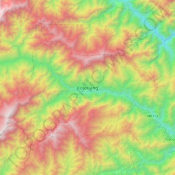 Koloriang topographic map, elevation, terrain