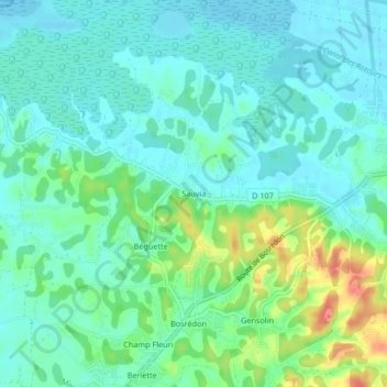 Sauvia topographic map, elevation, terrain
