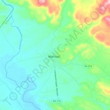 Moroceli topographic map, elevation, terrain