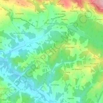 Les Grands Bois topographic map, elevation, terrain