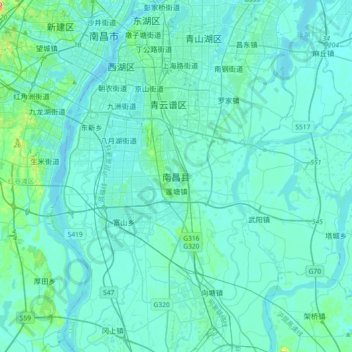南昌县 topographic map, elevation, terrain