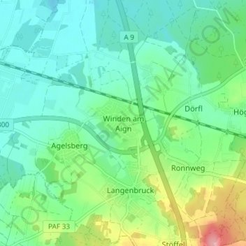Winden am Aign topographic map, elevation, terrain
