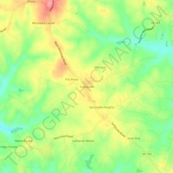 Earlysville topographic map, elevation, terrain