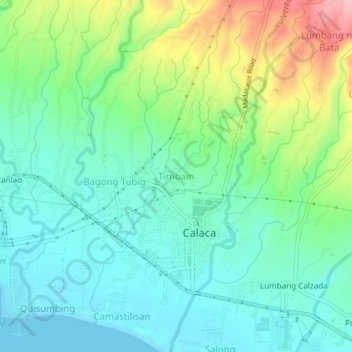 Timbain topographic map, elevation, terrain