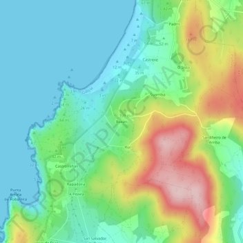 Buxán topographic map, elevation, terrain