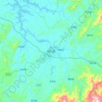 黎川县 topographic map, elevation, terrain