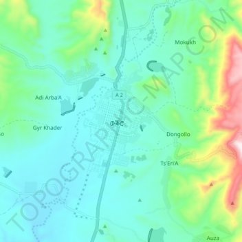 ውቕሮ Wukro topographic map, elevation, terrain