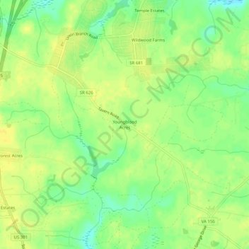 Youngblood Acres topographic map, elevation, terrain