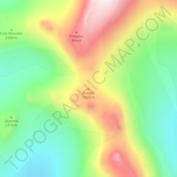 Kvitfjell topographic map, elevation, terrain