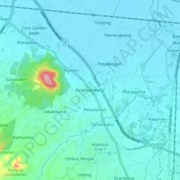 Kramatwatu topographic map, elevation, terrain