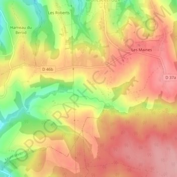 Les Voges topographic map, elevation, terrain