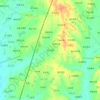 汪土地湾 topographic map, elevation, terrain