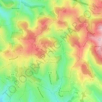 Savaton topographic map, elevation, terrain