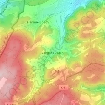 Langenaubach topographic map, elevation, terrain