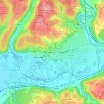 Majourdin topographic map, elevation, terrain