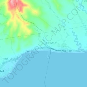 Nanga topographic map, elevation, terrain